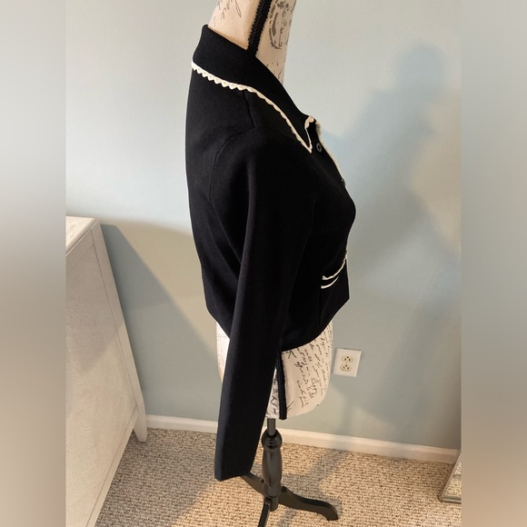 Sandro Leanna Cropped Scalloped-Trim Cardigan size 2 - Picture 10 of 14